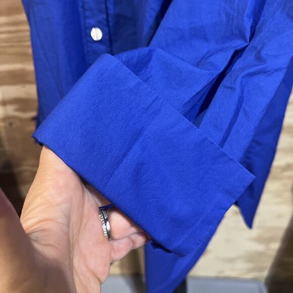 Talbots Plus Cotton Button Up Down Top Size 1X Royal Blue Office Mature Capsule - Picture 8 of 9